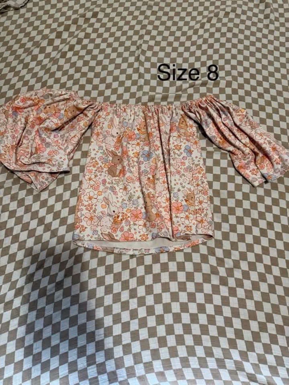 Off-Shoulder Floral Peasant Top in Peach